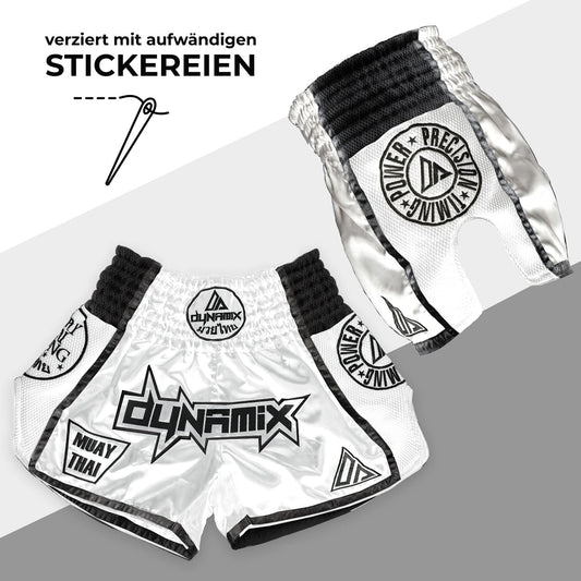 Dynamix Athletics Muay Thai Shorts Warpath - Weiß/Schwarz