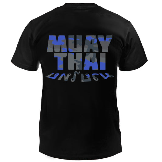 Dynamix Athletics T-Shirt Muay Thai Fight - Schwarz/Camo Blau
